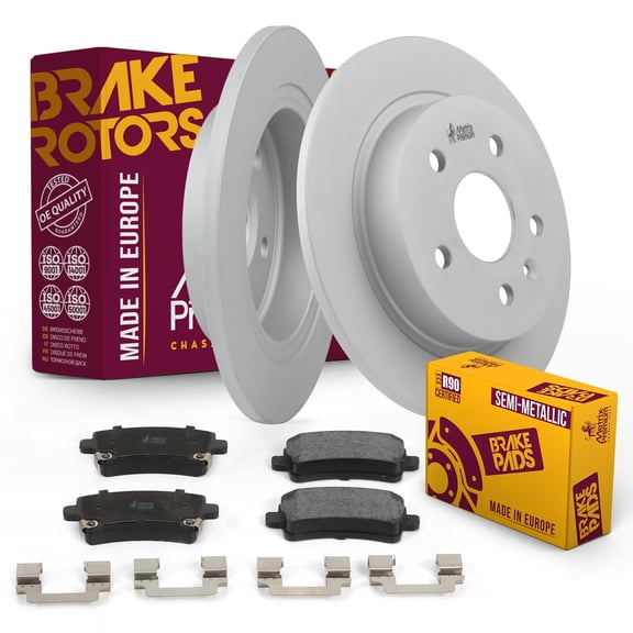 Metrix Premium Chassis Parts - Rear Semi-Metallic Disc Brake Pad Set & Solid Brake Rotor Kit Fits 2012-2016 Buick LaCrosse, 2011-2017 Buick Regal, 2013-2015 Chevrolet Malibu