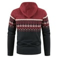 thumbnail image 4 of DeHolifer Men's Winter Coat Ethnic Style Printed Zipper Sweater Long Sleeve Hooded Outwear Casual Coat Wine 3XL, 4 of 4