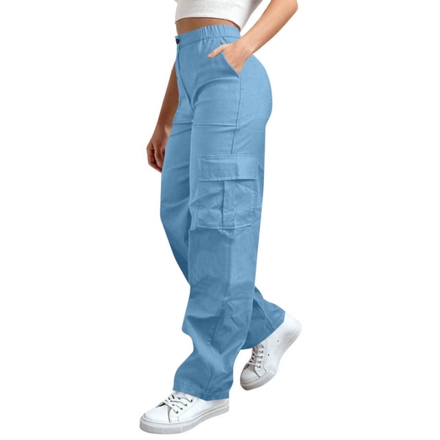 TaTaai Pantalon Cargo de Randonnée pour Femmes Uni Taille Extensible Bouton Fermeture Éclair Poches Durable Lavable à la Machine Sans Décoloration Mode Décontracté Extérieur Pantalon Pleine Longueur Cadeau