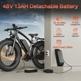 thumbnail image 5 of Haroma Electric Scooter Bike, 26"x4.0" Fat Tire E Bike, 500W (Peak 1000) Motor, 48V 15.6Ah Removable Electric Bike for Adults, 60 Miles & 25 mph, Electric Bicycle with 7 Speed and Front Suspension, 5 of 9