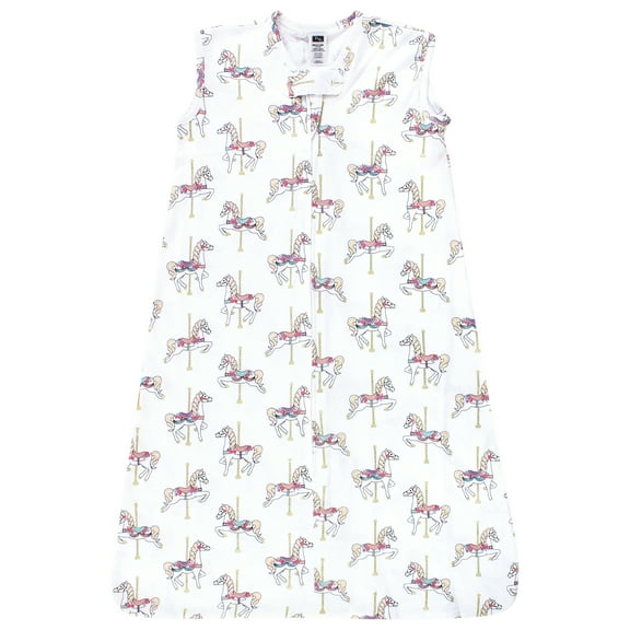 Hudson Baby Infant Girl Cotton Sleeveless Wearable Sleeping Bag, Sack, Blanket, Carousel Horse, 0-6 Months