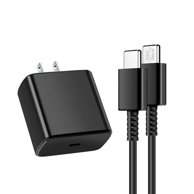 Bloque de carga y cable 45W Negro Tipo C Cargador de teléfono de carga ultrarrápida para Samsung S22Ultra US PLug