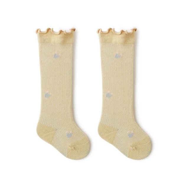 Trayknick 1 Pair Toddler Socks Flower Pattern Wear Resistant Cotton Mini Floral Print Ruffled Baby Knee Length Socks Baby Supplies