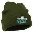 thumbnail image 5 of Halloween Ghost Boo Embroidered Long Beanie - Olive OSFM, 5 of 5