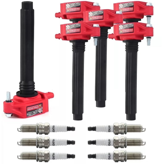 6 Pack Ignition Coils and Platinum Spark Plug packs Compatible with Chrysler Dodge Jeep Ram 3.6 UF648
