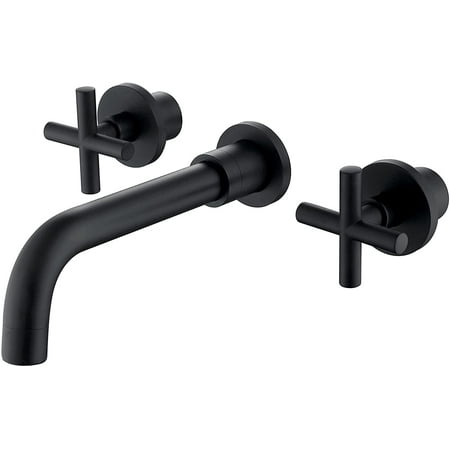 

Double Handle Wall Mount Bathroom Faucet Matte Black