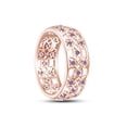 thumbnail image 4 of AFFY Round Simulated Alexandrite Hollowing Flower Ring for Women 14K Rose Gold over Silver-8, 4 of 5