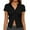 Black, variant on Womens Summer Tops Button Up Ribbed Short Sleeve Cardigan Pure Color T Shirt Shirts for Women Black L