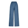 thumbnail image 6 of UVEASISHA Straight Leg Jeans for Men Button Elastic Waist Faux Denim Pants Solid Casual Summer Pants Fashion Hipster Streetwear Trousers with Pockets Sky Blue XXL, 6 of 7