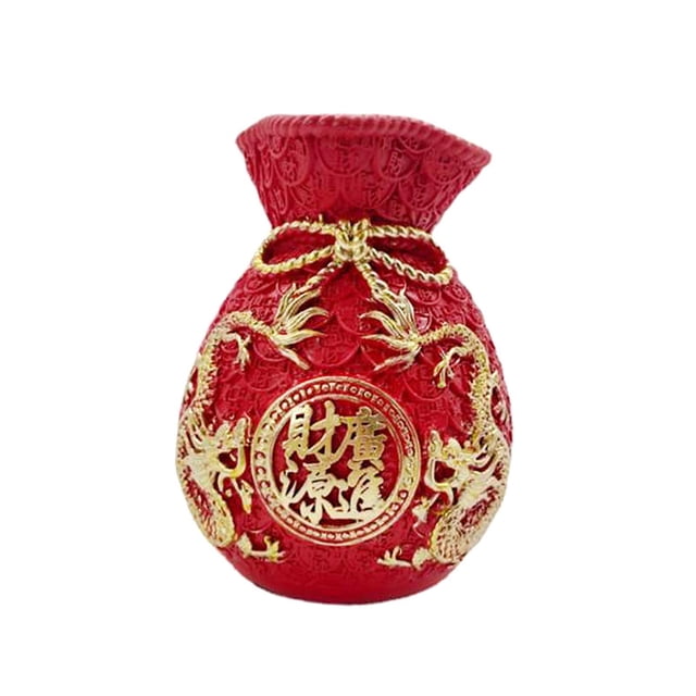 Florero ornamental con forma de bolsa , obra de arte tradicional, decoración, escultura, maceta para centros de mesa, escritorio y sala de Rojo