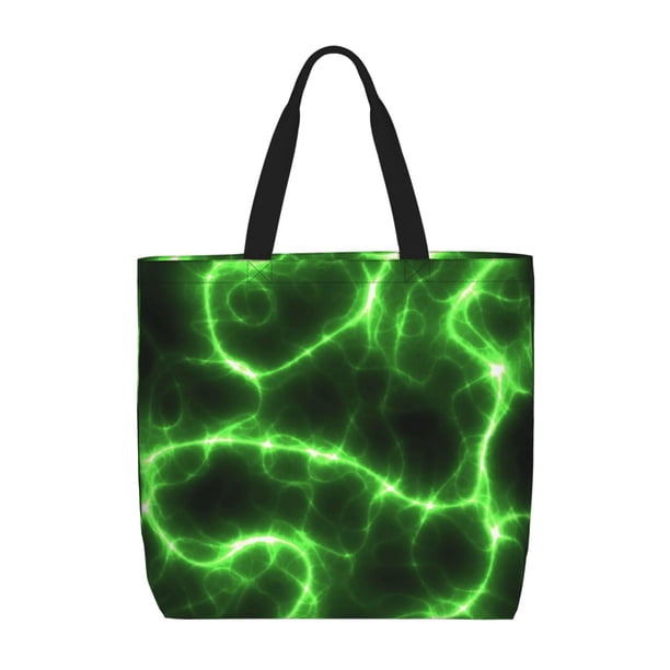 Fotbe Green Lightning Bolsa Tote con Estampado para Mujer, Bolsos con Cremallera, Bolsa de Hombro Casual de Gran Capacidad con Bolsillos Internos