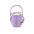 thumbnail image 2 of BLISSFUL STEP Women's Solid Color Strappy Slingback Block High Heels Sandals Purple 6, 2 of 7