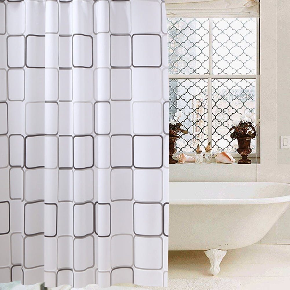 Fabric Waterproof Bathroom Shower Curtain Panel Sheer Decor with Hooks 180*180cm 