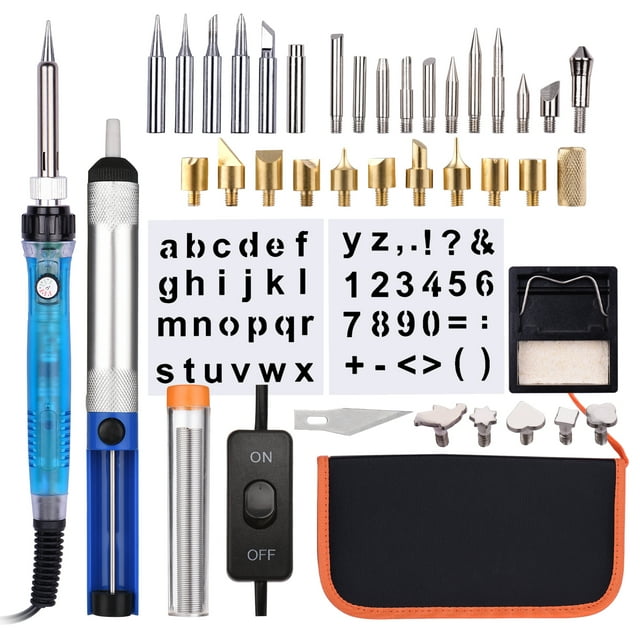 Wood Burning Tool Kit 38PCS Professional Pyrography Pen with ON/OFF Button Soldering Iron Set Adjustable