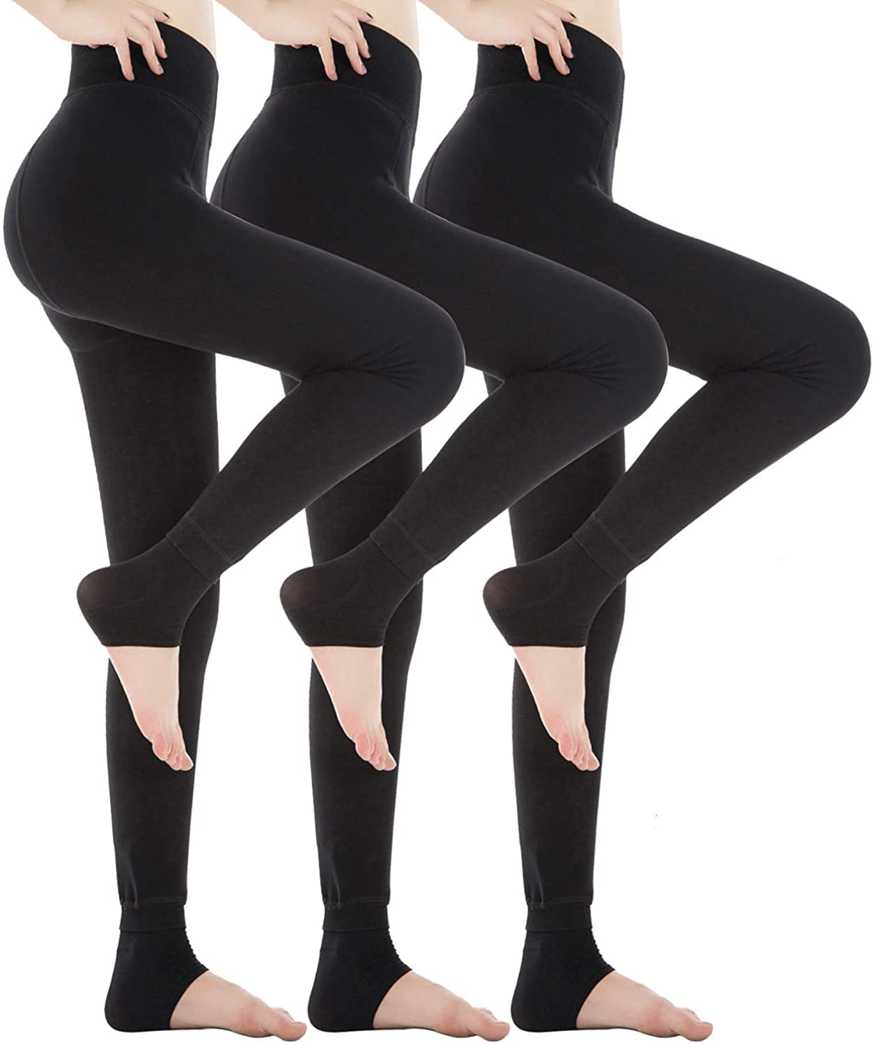 3 Pack Fleece Lined Leggings Thick Soft Stretchy Slimming Winter Warm Leggings 