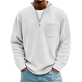 thumbnail image 2 of Jopfuhed Sweatshirt for Men Plus Size Solid Color Casual Stand Collar Quarter Zip Sweatshirt with Pocket Loose Long Sleeve Corduroy Pullover Tops,Sizes S-5XL, 2 of 10