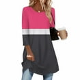 thumbnail image 4 of Hrsba Women's Round-Neck Sweater,Sweaters for Women Color Block Long Sleeve Crew Neck Knit Pullover Fall Winter Tops, 4 of 5