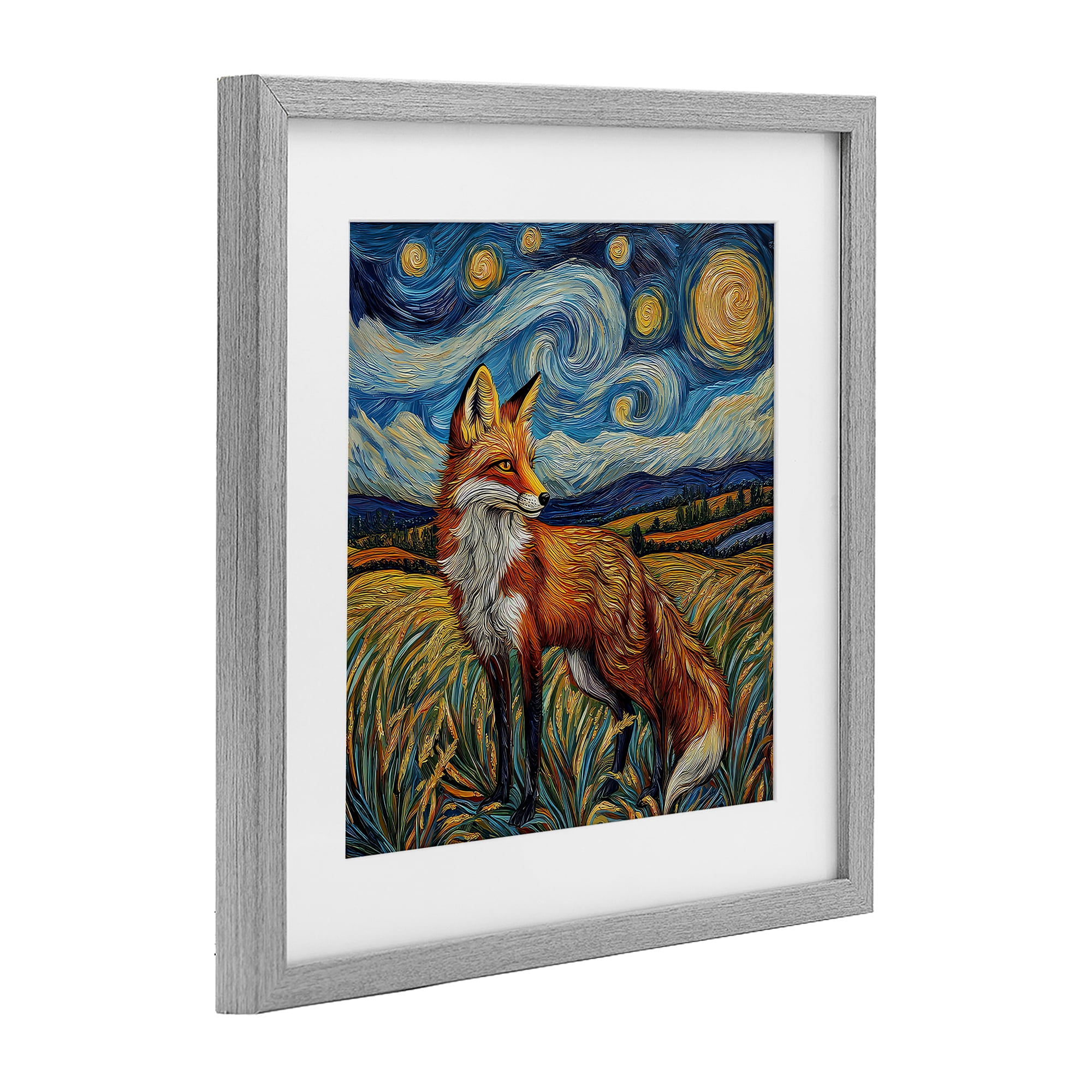 Stupell Industries Swirling Impressionist Fox Gray Framed Print Under Glass, design by The Wands Want