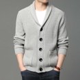 thumbnail image 2 of Chemises à Manches Longues Homme Décontractées Unies à Simple Boutonnage Cardigan à Manches Longues Col Rabattu Chandail Veste Manteau, 2 of 5