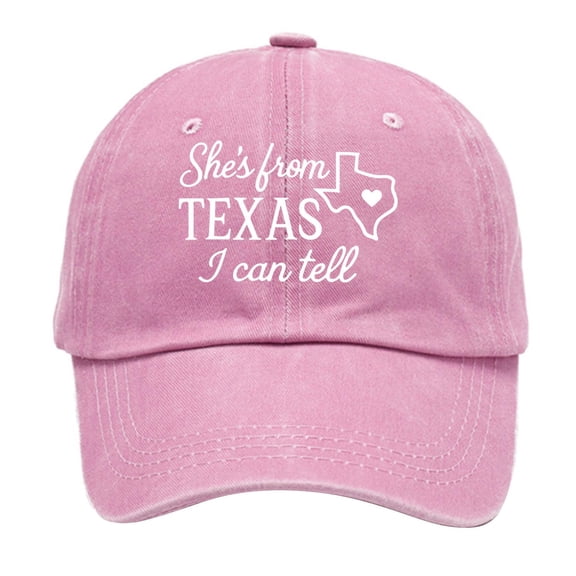 She'S From Texas I Can Tell Baseball Cap Vintage Washed Letter Graphic Dad Hat Adjustable Retro Trucker Hat For Men And Women