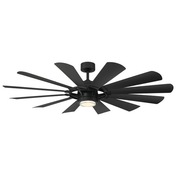 Wyndmill 12-Blade Smart Ceiling Fan 65in Matte Black 3000K LED Light Kit and Remote Control