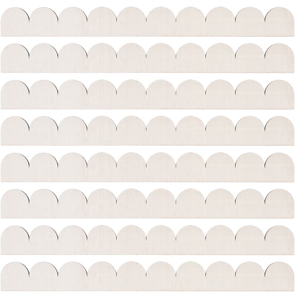 12Pcs Unfinished Scalloped Decorative Wooden Edge Trim Moulding Trims Scallop Wood Edges Molding