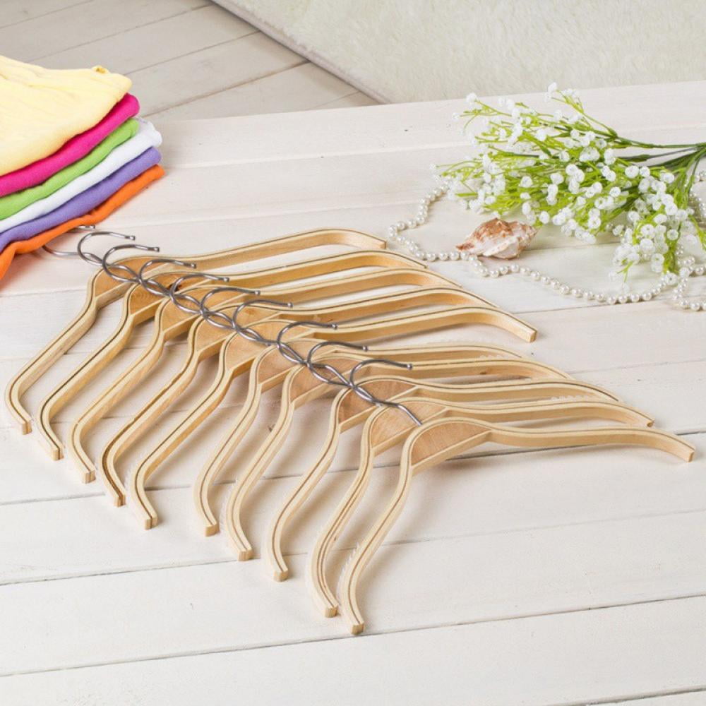 Solid Wood Hangers 5 Pack, Smooth Natural Finish Wooden Dress Hangers, Clothes Hangers Non-slip Seamless Hanger for Jacket, Pant, Shirt