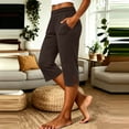 thumbnail image 4 of Abomasnwo Women's Capri Pants High Waisted Stretchy Cropped Pants Lounge Straight Leg Side Split Yoga Pants with Pockets, 4 of 7