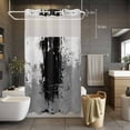 thumbnail image 3 of Abstract Art No Hook Shower Curtain with Snap in Liner Black Grey Wall Mottled Texture Minimalist Modern Waterproof Bathroom Shower Curtain with See Through Top Window for Bathtub 36" x 72", 3 of 9