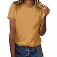 thumbnail image 1 of Yuyuzo Chemises d'Été pour Femmes Col Rond Manches Courtes Tee Tops Blouses Amples Unies, 1 of 5