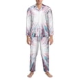 thumbnail image 3 of Naloa Blue Swirl Fireworks Men’s Pajamas Set - Long Sleeve Button Down Sleep Shirt and Pajama Bottoms Sleepwear Set-XX-Large, 3 of 7