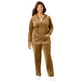 thumbnail image 1 of Woman Within Women's Plus Size 2-Piece Velour Hoodie Set Sweatsuit - 38/40, Soft Brown, 1 of 3