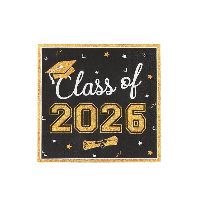 Serveware Kitchen Tableware Dining Essentials Dinnerware Class of 2026 Graduation Paper Napkins Disposable Grad Napkins with Grad Cap Design Graduation Celebration for School & Dinner Table Decor