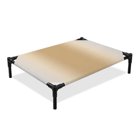Art Khaki Brown Elevated Dog Bed Vintage White Brown Ombre Farmhouse Rustic Country Cooling Breathable Outdoor Raised Dog Cot Bed with Metal Frame Non-Slip Feet for Medium Dog 24x20in