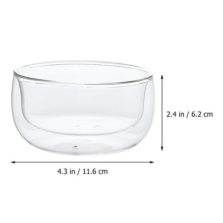 

1Pc Glass Bowl Double Layer Glass Bowl Clear Salad Bowl Food Serving Holder