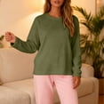 thumbnail image 6 of Flannel Pajamas for Women Long Sleeve Fuzzy Lounge Top Regular Fit Warm Winter Sleep Shirts, 6 of 9