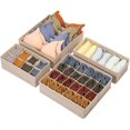 thumbnail image 1 of Juego de 4 separadores organizadores de cajones de ropa, organizadores de armario plegables, cubos de caja de almacenamiento, cestas para ropa interior, sujetadores, calcetines, corbatas, bufanda, 1 of 3