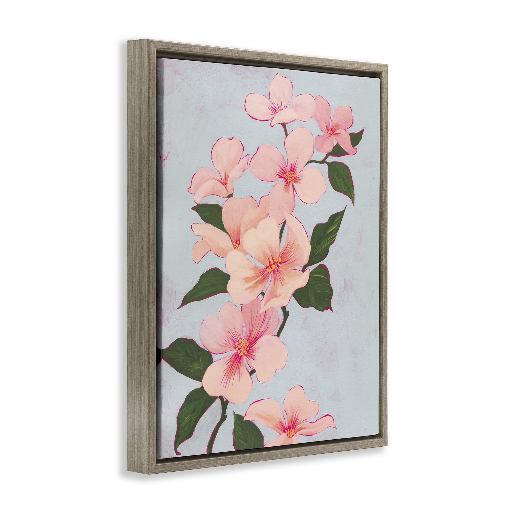 Stupell Industries Delicate Cherry Blossoms Botanical & Floral Painting Brown Floater Framed Art Print Wall Art, 25 x 31