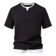 thumbnail image 2 of Camisas Elvqul de Hombre Negro Economicas Liso Manga Corta Cuello Redondo Algodón, 2 of 4