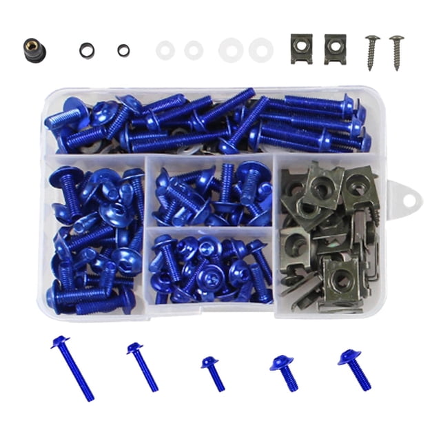 Pernos de motocicleta DYNWAVEMX 177 piezas M5 M6 Azul Pernos de carenado
