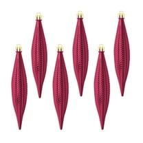 SLYNSHome 6Pcs Christmas Balls Ornaments for Xmas Tree Shatterproof Hanging Icicles Shape Ball for Holiday Wedding Party Decoration - Red