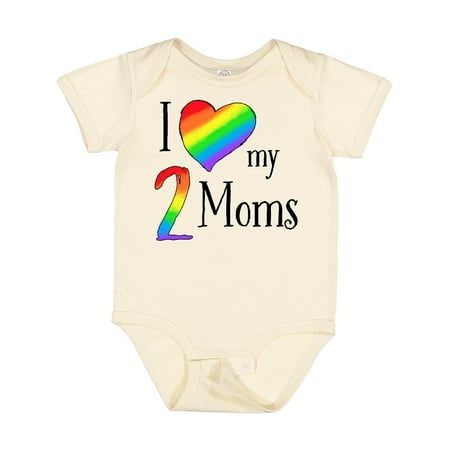 

Inktastic I Love My Two Moms- Pride Rainbow Heart Gift Baby Boy or Baby Girl Bodysuit