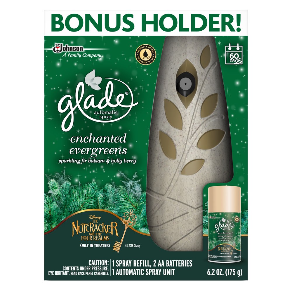 Glade Automatic Spray Air Freshener Starter Kit, Enchanted Evergreens
