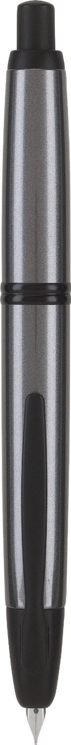 Pilot Retractable Fountain Pen, Gun Metal Gray w Black, Blue Ink, Extra Fine.