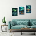 thumbnail image 2 of Hieng Aurora Borealis Wall Art Northern Lights Wall Decor 3 Pieces Snow Forest Trees Lake Bonfire Picture Prints Nature Landscape Poster (only canvas), 2 of 6