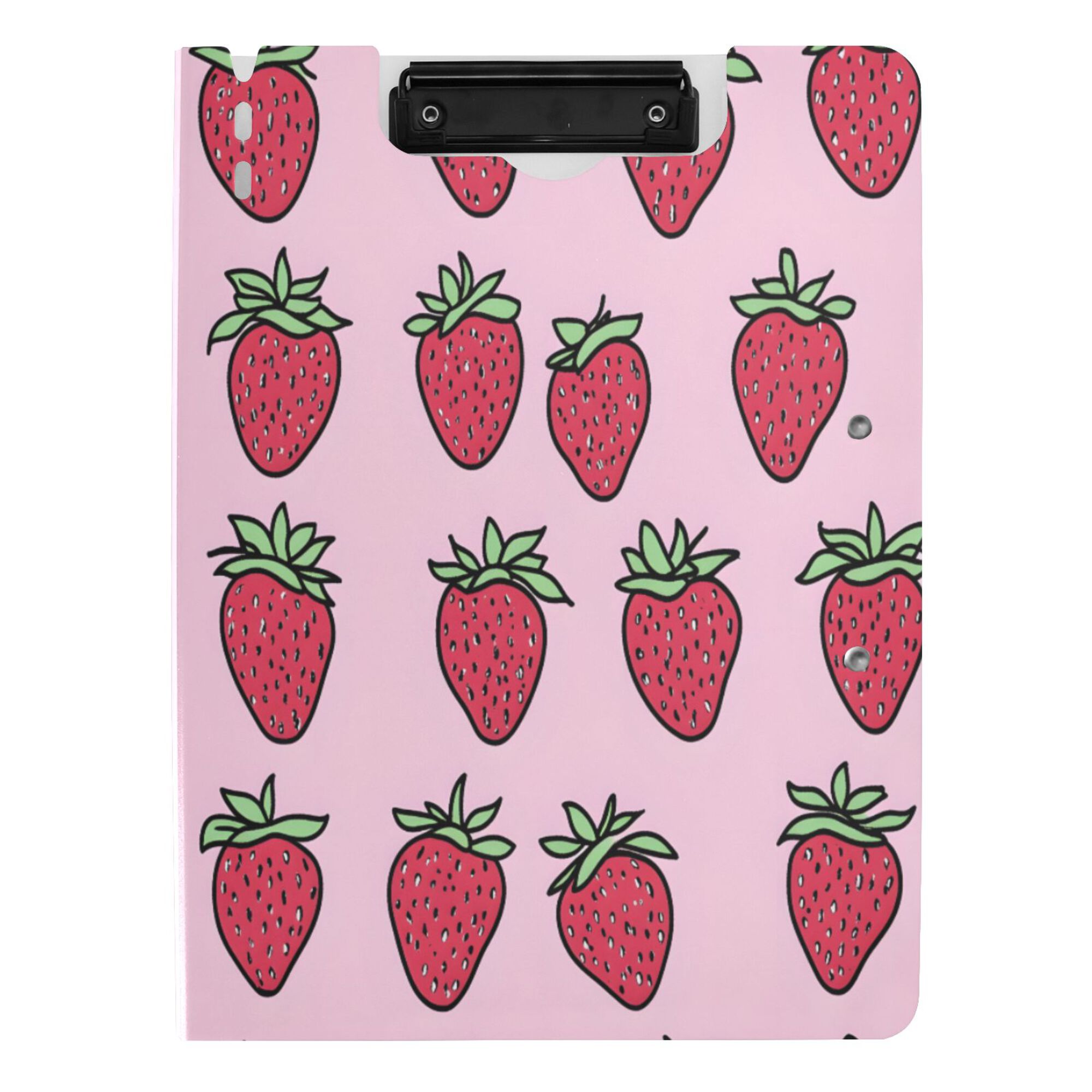 FORMRS A4 Clipboard Folder with Pen Holder Horizontal Foldable School Office Binder, Cartoon Strawberry
