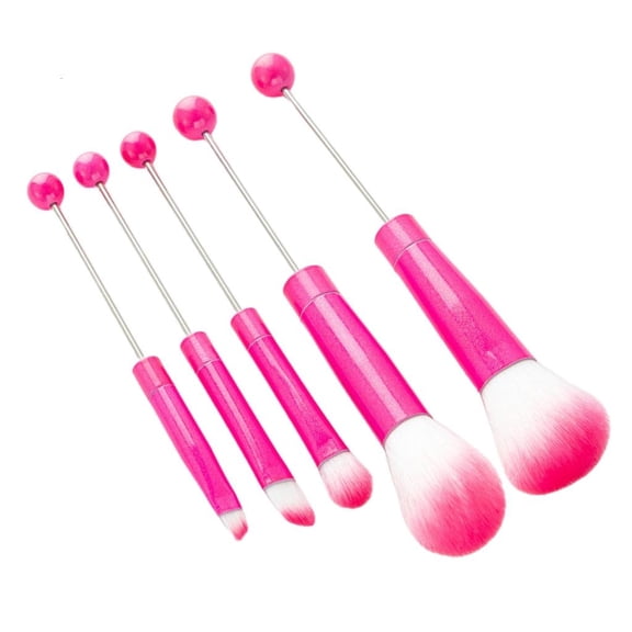 WE-POLUJ 5pcs/set Makeup Brushes Metal Handle Beaded Makeup Brush with Soft Bristles for Makeup DIY Brush Eye Makeup Accessories