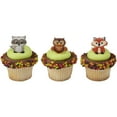 thumbnail image 2 of Woodland Animals Cupcake Rings – 12 Pcs Raccoon, Owl & Fox Party Cupcake Toppers, 2 of 3