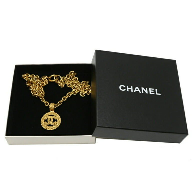 AUTHENTIC CHANEL 18K GOLD PLATED CC LOGO NECKLACE EARRINGS SET