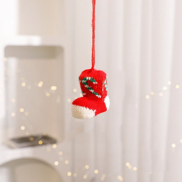 Fiudx Ofertas de la semana Colgante de calcetín navideño en miniatura Adornos navideños Colgante de calcetín colorido en miniatura